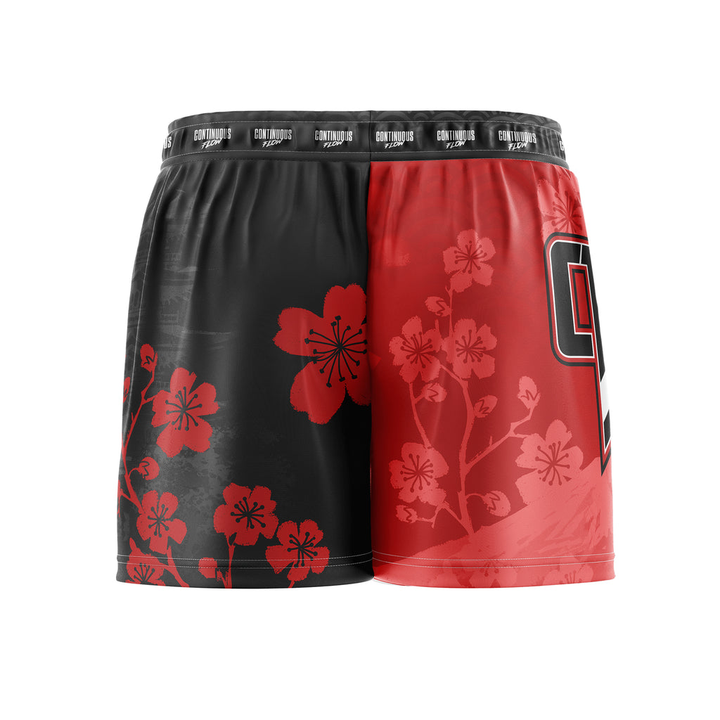 cherry-blossoms-elastic-waisted-shorts-red-continuous-flow-bjj