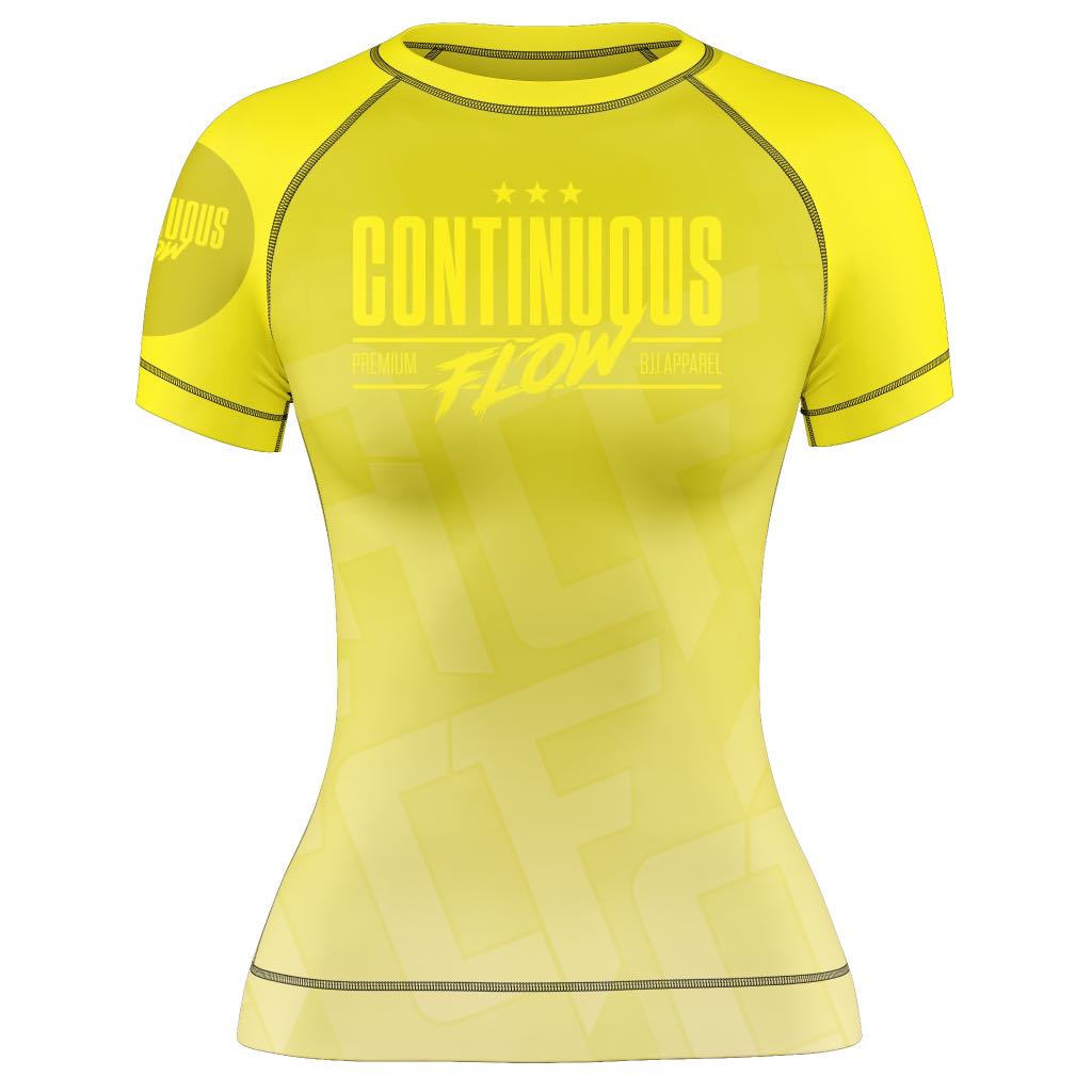 Jelly Bean Short Sleeve Rashguard Yellow Continuous Flow BJJ