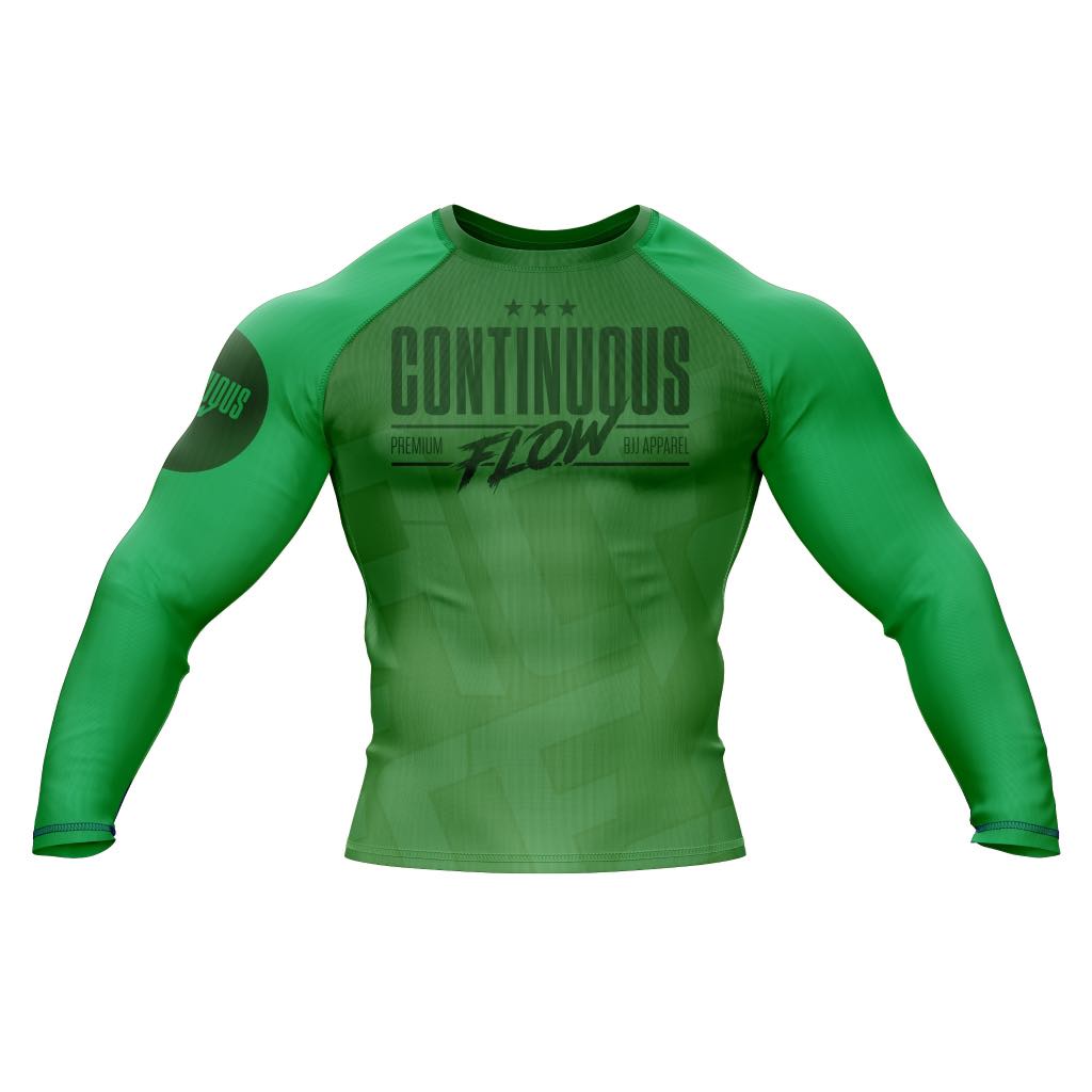 Jelly Bean Long Sleeve Rashguard Green Continuous Flow BJJ