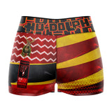 Hu-Dolph the Red Belt Reigndeer High Waisted Waisted Women's Compression Shorts (Red Yellow)