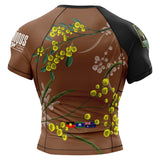 Wattle Flowers Short Sleeve Rashguard Brown