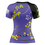 Wattle Flowers Short Sleeve Rashguard Purple