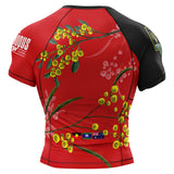 Wattle Flowers Short Sleeve Rashguard Red