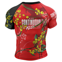 Wattle Flowers Short Sleeve Rashguard Red