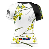 Wattle Flowers Short Sleeve Rashguard White