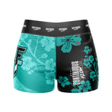 Cherry Blossoms High Waisted Waisted Women's Training Shorts Teal