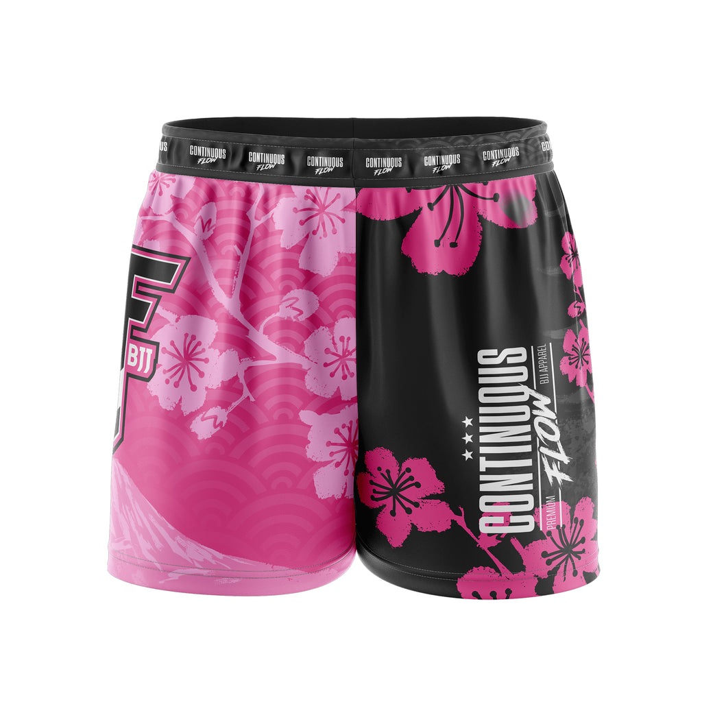 Cherry Blossoms Elastic Waisted Shorts Pink Continuous Flow BJJ