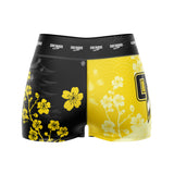 Cherry Blossoms High Waisted Waisted Women's Training Shorts Yellow