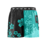 Cherry Blossoms Elastic Waisted Shorts Teal