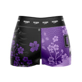 Cherry Blossoms High Waisted Waisted Women's Training Shorts Purple