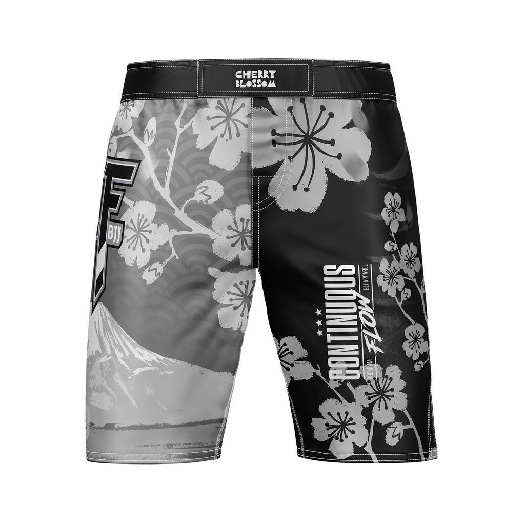 Cherry Blossom MMA Style Board Shorts Grey Continuous Flow BJJ