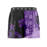 Cherry Blossoms Elastic Waisted Shorts Purple