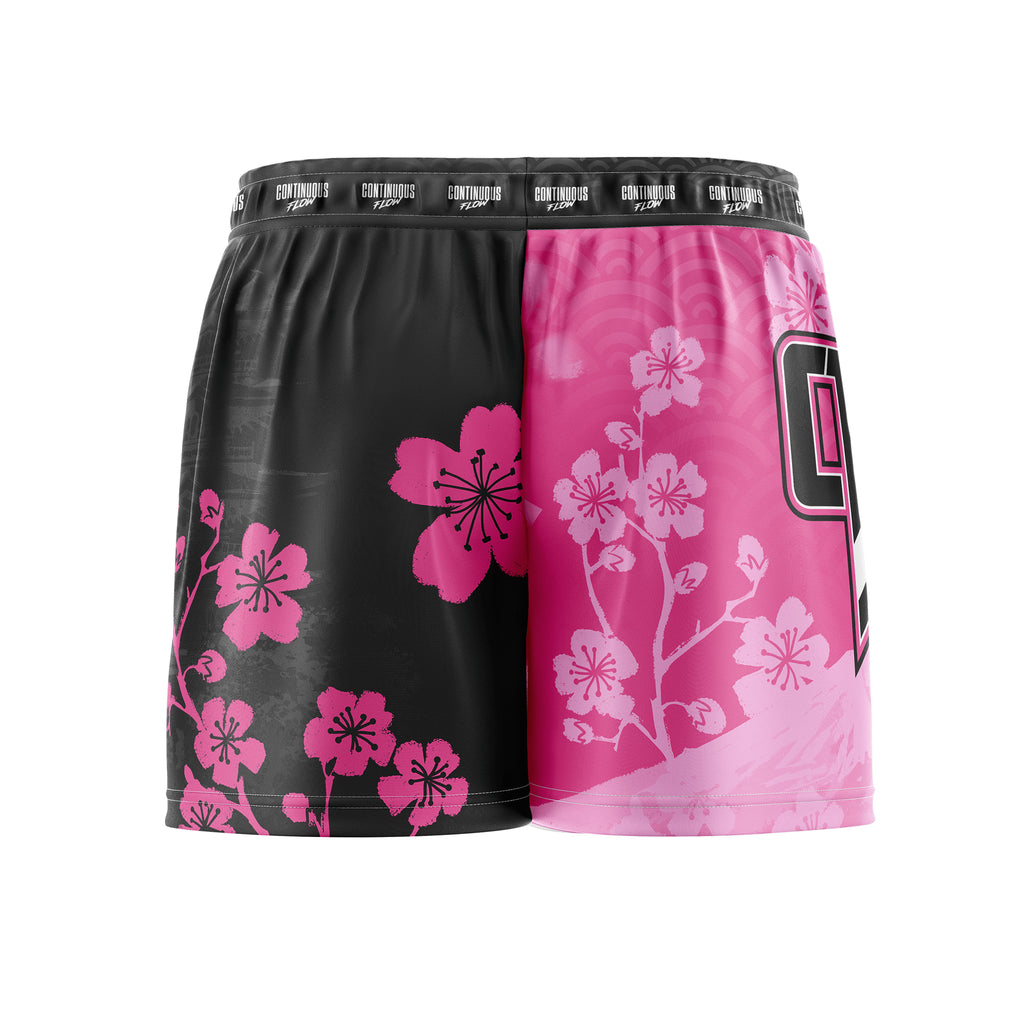 Cherry Blossoms Elastic Waisted Shorts Pink Continuous Flow BJJ