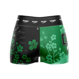 Cherry Blossoms High Waisted Waisted Women's Training Shorts Green