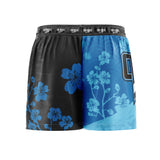 Cherry Blossoms Elastic Waisted Shorts Blue