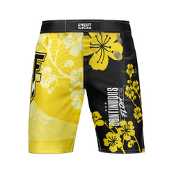 Cherry Blossom MMA Style Board Shorts Yellow
