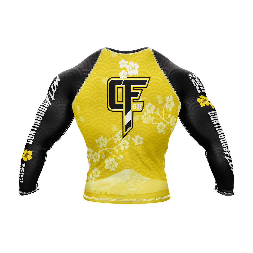 cherry-blossom-long-sleeve-rashguard-yellow-continuous-flow-bjj