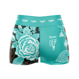 Roses High Waisted Waisted Women's Training Shorts (Teal)