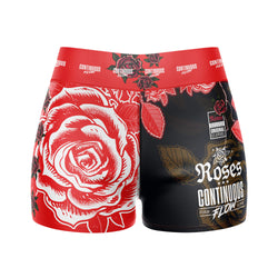 Roses High Waisted Waisted Women's Training Shorts (Red)