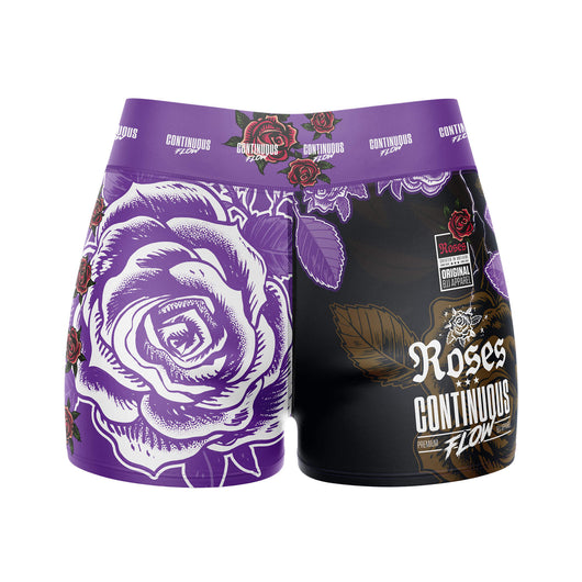 Roses High Waisted Waisted Women's Training Shorts (Purple)