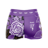 Roses High Waisted Waisted Women's Training Shorts (Purple)