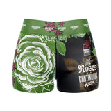 Roses High Waisted Waisted Women's Training Shorts (Green)