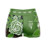 Roses High Waisted Waisted Women's Training Shorts (Green)