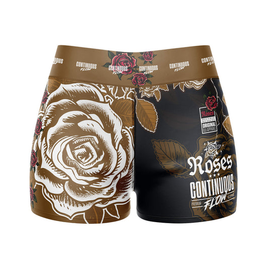 Roses High Waisted Waisted Women's Training Shorts (Brown)