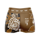 Roses High Waisted Waisted Women's Training Shorts (Brown)