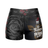 Roses High Waisted Waisted Women's Training Shorts (Black)