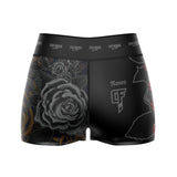 Roses High Waisted Waisted Women's Training Shorts (Black)