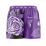 Roses Elastic Waisted Shorts (Purple)