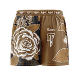 Roses Elastic Waisted Shorts (Brown)
