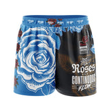 Roses Elastic Waisted Shorts (Blue)