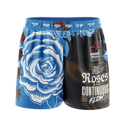 Roses Elastic Waisted Shorts (Blue)