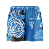 Roses Elastic Waisted Shorts (Blue)