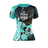 Roses Short Sleeve Rashguard (Teal)