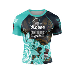 Roses Short Sleeve Rashguard (Teal)