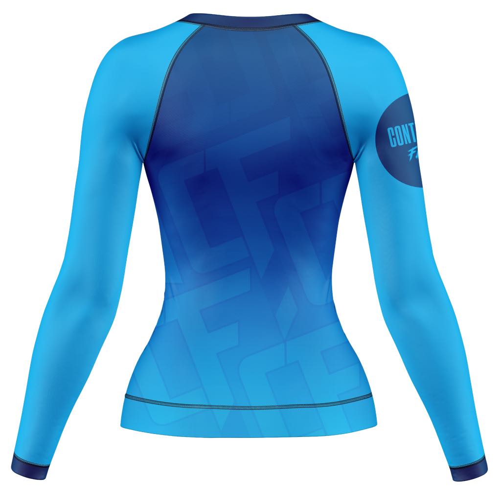 Jelly Bean Long Sleeve Rashguard Blue Continuous Flow BJJ