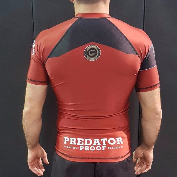Predator Rash Guard Red Short Sleeve Predator Proof Rash Guard – Continuous Flow BJJ